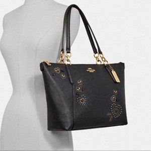 NWT Coach Black Tote leather Bandana Rivets